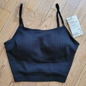 Muji Women's Cotton Stretch Ribbed Cropped Bra Camisole Small